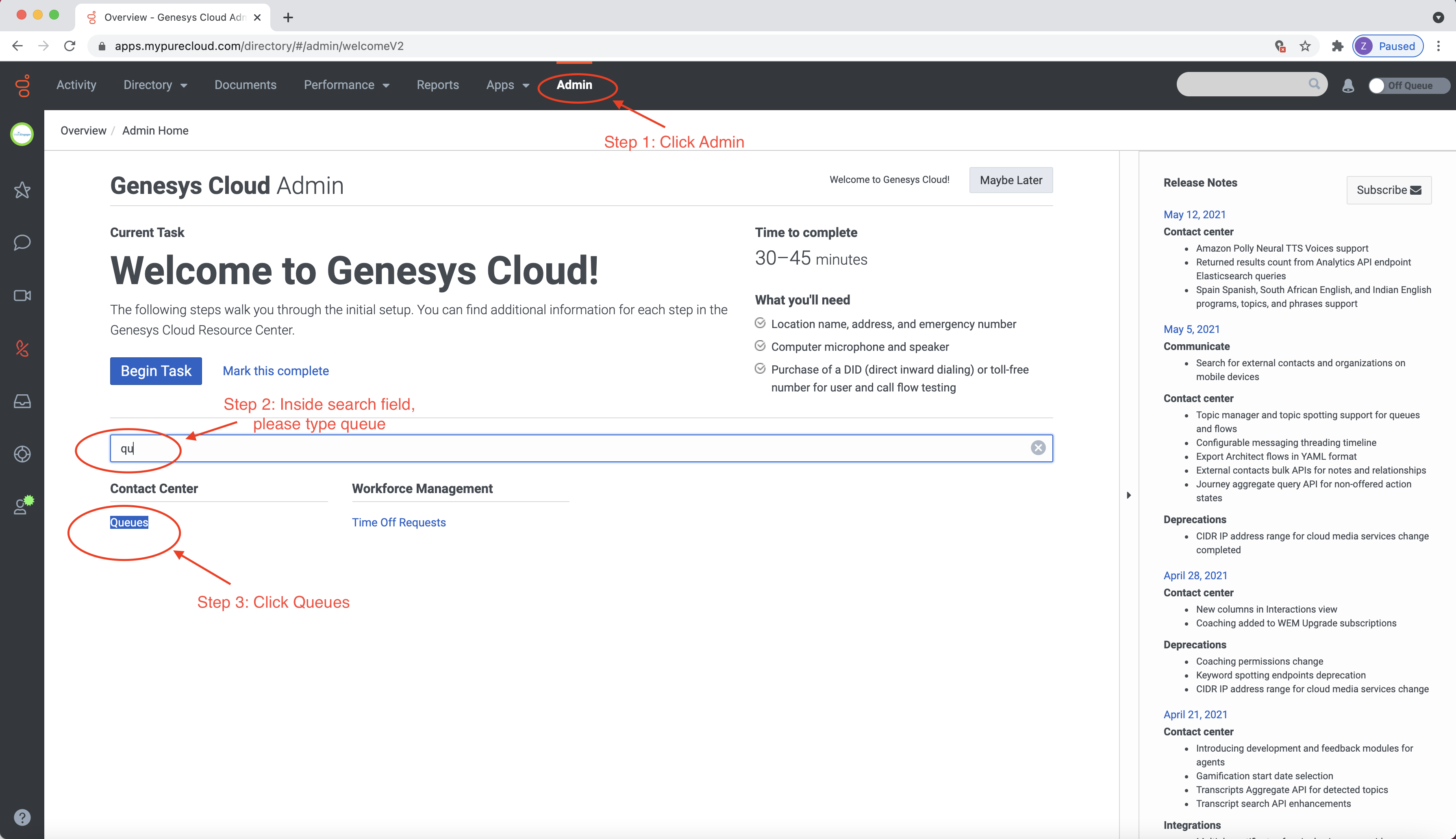 How to obtain my Genesys Cloud Parameters, required to setup
